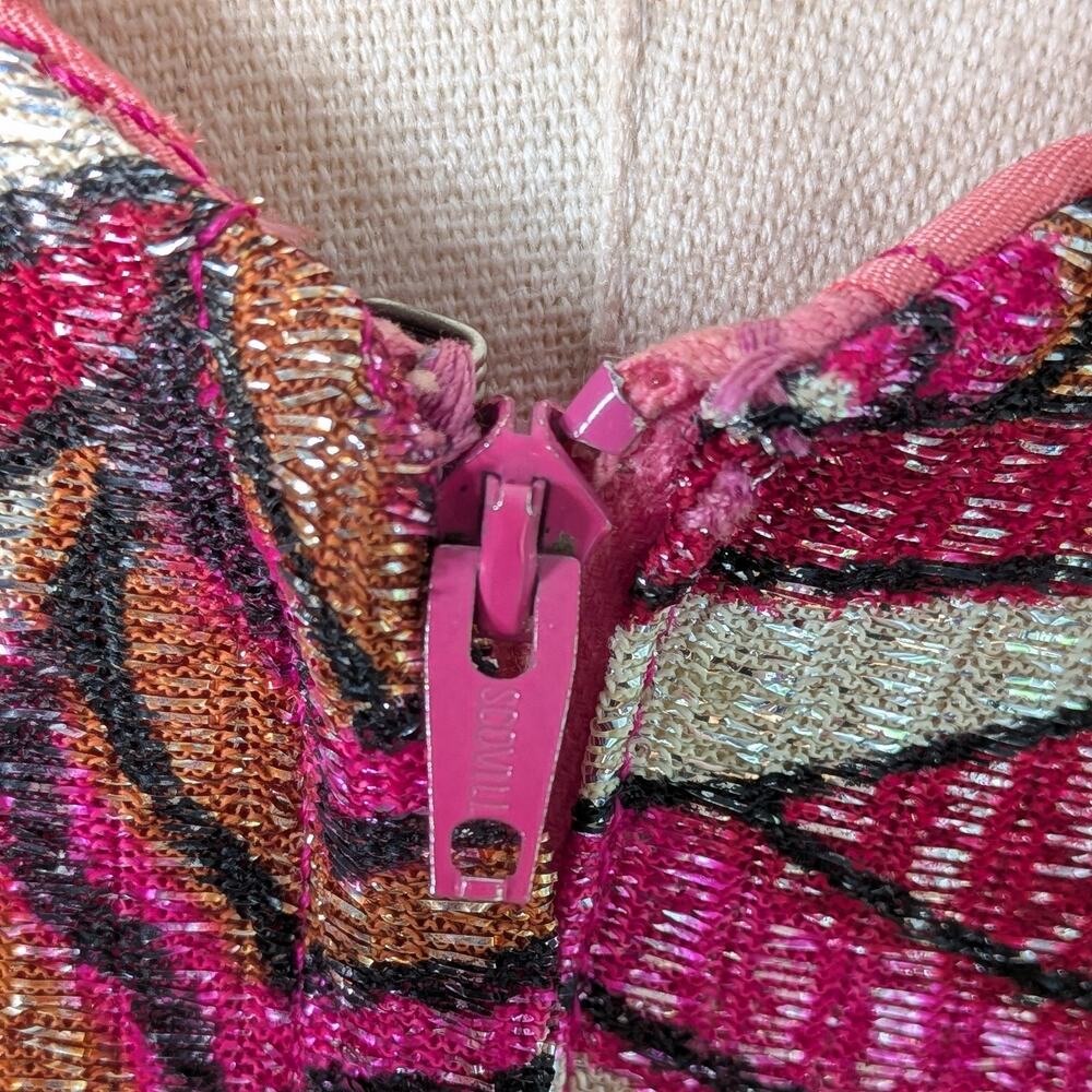 Vintage 60s Maxi Dress Gown Pink Metallic Evening 70s Glam Prom Formal Empire - Picture 10 of 14